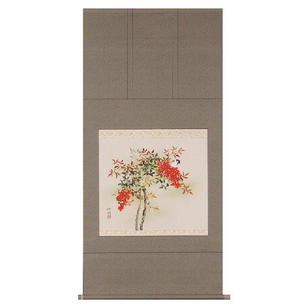 真筆】ミニ掛け軸南天に雀◇奥田拓也 (新品)