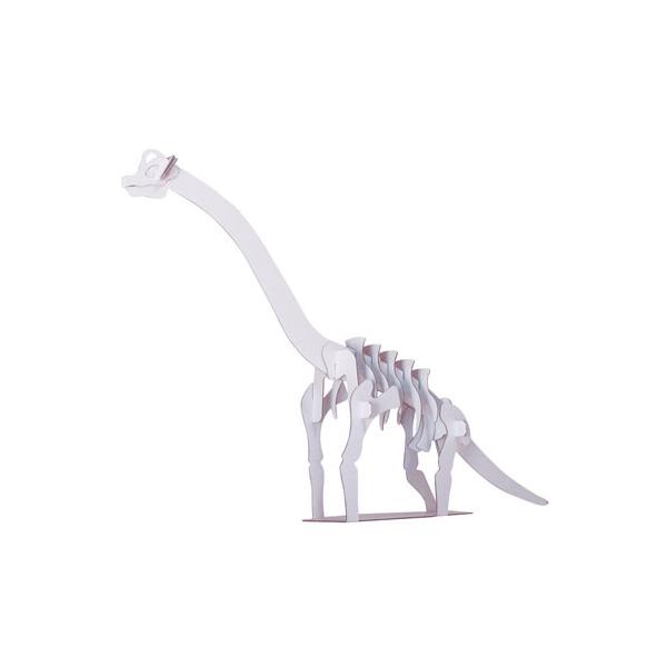 白ダンボール恐竜工作キット　ブラキオサウルス　のりもはさみも使わずに組み立てられるペーパークラフト　Cardboard craft kit, Dinosaur