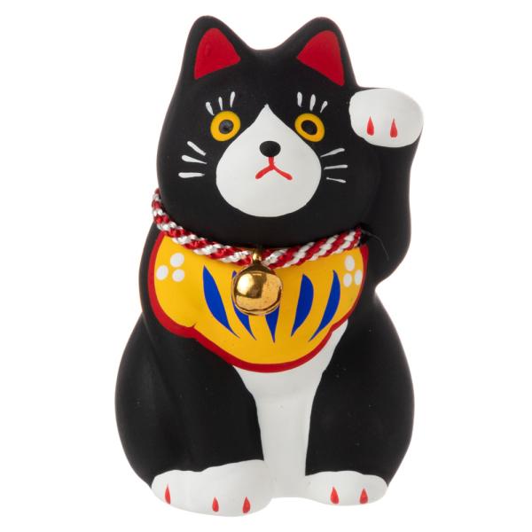 民芸招き猫 黒（小）厄除 瀬戸焼の置物 愛知県の工芸品