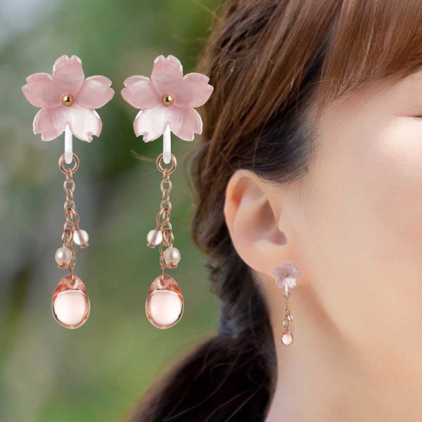 アクセソワール 桜のイヤリング 可憐ピンク E1 樹脂ノンホール 春 日本