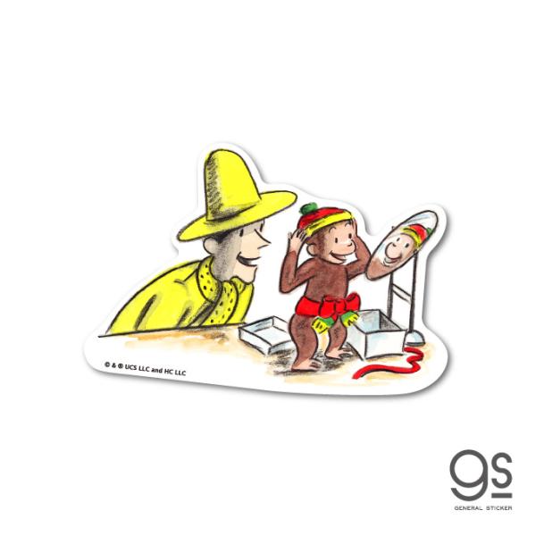 おさるのジョージ ダイカットステッカー 絵本 おしゃれ帽子 ユニバーサル グッズ イラスト キャラクター かわいい アニメ  gs 公式グッズ CG-011