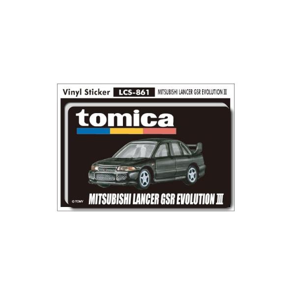 大人トミカステッカー logo+mitsubishi lancer gsr evolution3 トミカ
