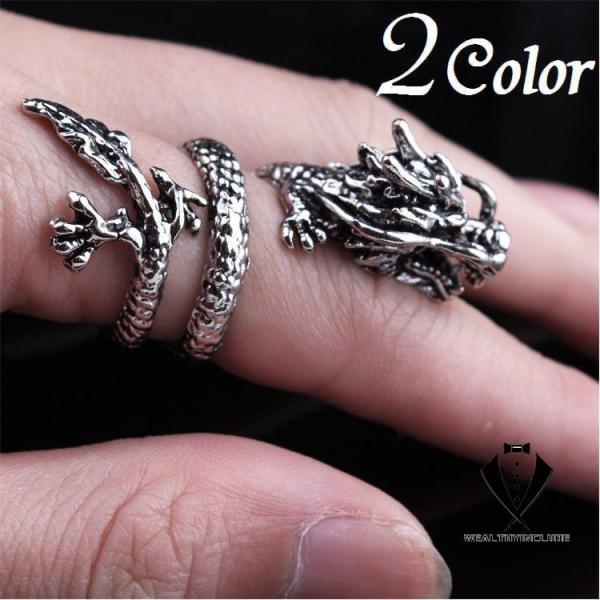 ハンドメイド 925 ドラゴンリング ストリート系 オープン 個性派