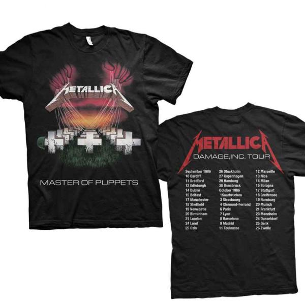 【公式新品】METALLICA - MASTER OF PUPPETS EURO TOUR 86 BLACK (Back Print) メタリカTシャツ GILDAN HEAVY COTTON
