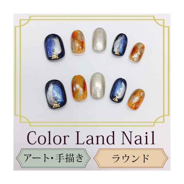 ネイルチップ アート 手描き ラウンド ハンドメイド 付け爪 現役ネイリスト作成 ニュアンス ショートネイル 上品 シール１セット付き Www Ambienceschoolgurgaon Com