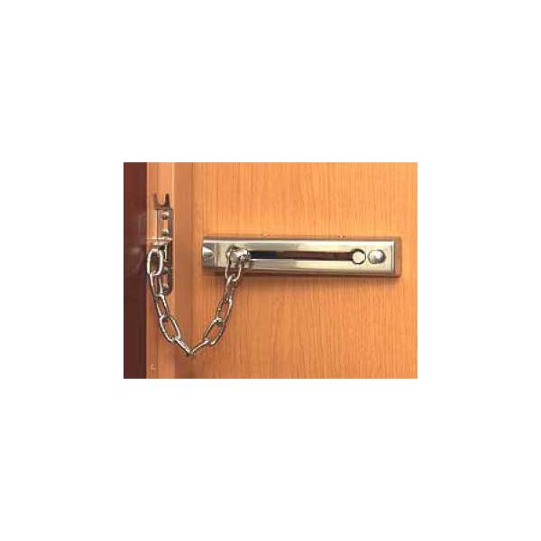 簡易補助錠(鍵) 玄関ドア 取替用錠付きドアチェーン シルバー