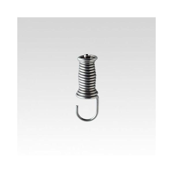 屋外・鳥害防止用ワイヤーシステム。特殊用具不要で簡単にワイヤーを張ることができるバネ一体型のテンショナー。フックやヒートンに引っ掛け緑化ワイヤーにも