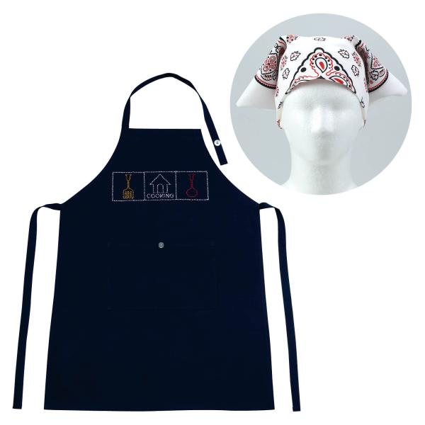 【法人様のみの販売】アーテック　基礎縫いエプロン 紺 (バンダナ白)　00050771