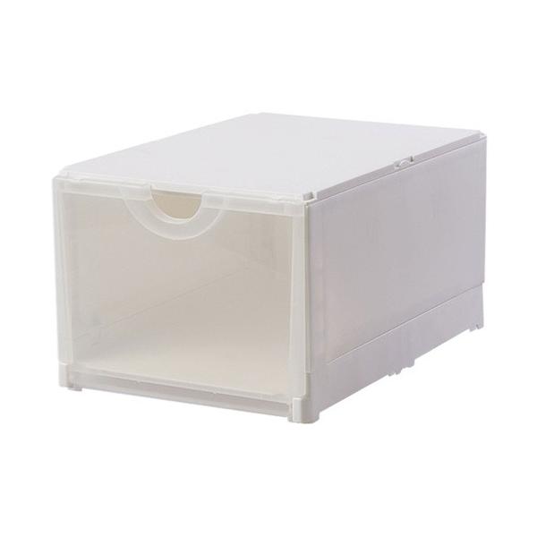 前後開閉扉タイプで、不透明・透明を自由に選べます。積み重ねた時も安心な前倒れ防止機能付。材質：ポリプロピレン耐荷重：約25kg間口×奥行×高さ(mm)：265×400×210内□：235×394×H160