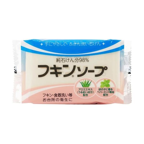 手に優しいふきんあらい用の固形石鹸。                    ●ふきんの汚れやニオイをしっかり落とします。●天然の良質な油脂を使用、純石けん分98％。●フキンばかりでなく、食器にも安心して使えます。●ペパーミントの香り。■表示...