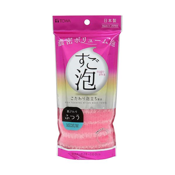 東和産業 ボディタオル すご泡4 ナイロンタオル ふつう ピンク