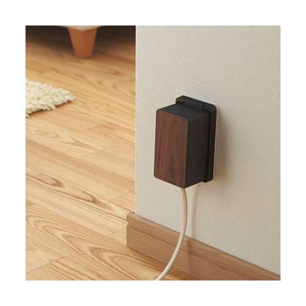 他サイト： 山崎実業 コンセントガード ウッディ WOODY ブラック 3412の商品画像