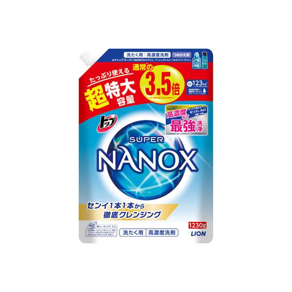 ライオン トップ スーパーNANOX ナノックス 高濃度 洗濯洗剤 液体 詰め替え 超特大 1230g