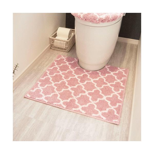 万能デザインのモロッカン柄のトイレタリー。ふんわり柔らかな肌触り。上品でシックなグレーとピンクの2色をご用紙しました。商品サイズ(cm)：約 縦 60×横 60×高さ 1商品重量(g)：約 395材質：パイル部：ポリエステル100%原産国：...