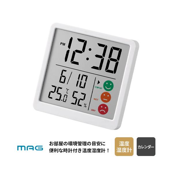 お部屋の環境管理の目安に便利な時計付き温度湿度計！■おすすめポイント・アイコン表示でお部屋環境がわかりやすいです。・スタンド付きなので置いてお使いいただけます。・マグネット付きなので貼り付けて使えます。■商品詳細サイズ：70x70x13mm...