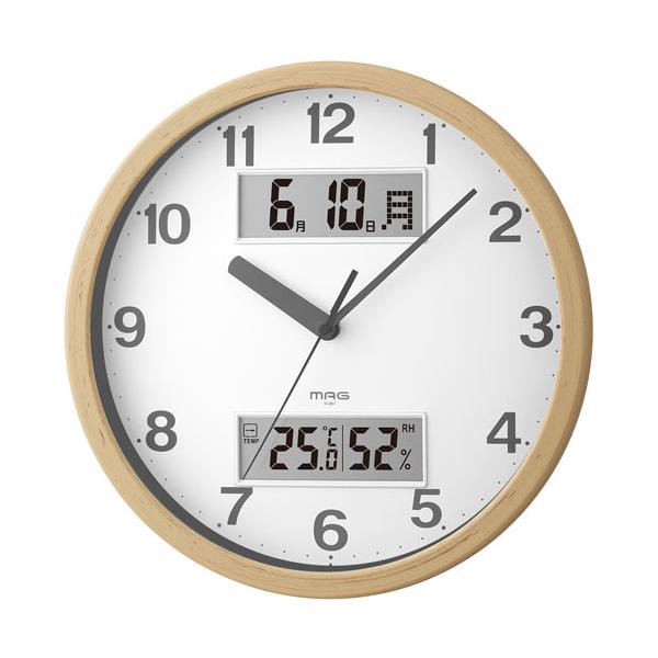 秒針は滑らかに動きます温度・湿度・カレンダー表示付き■商品情報商品サイズ：290x290x50mm重量：650g機能：連続秒針、カレンダー表示、温度/湿度表示電源：単3形マンガン乾電池x1,単3形アルカリ乾電池x2材質：枠/ABS樹脂, 風...