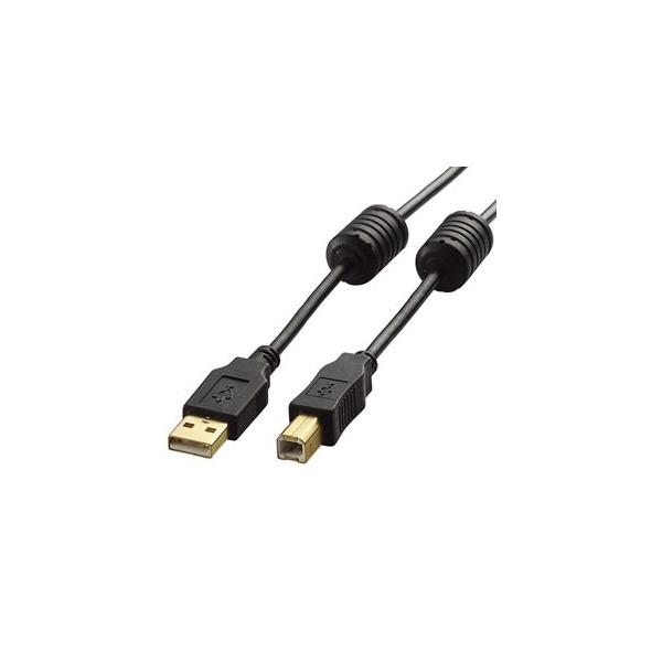 �G���R�� ELECOM �m�C�Y�ɋ����t�F���C�g�R�A�t��USB2.0�P�[�u��[5.0m] U2C-BF50BK