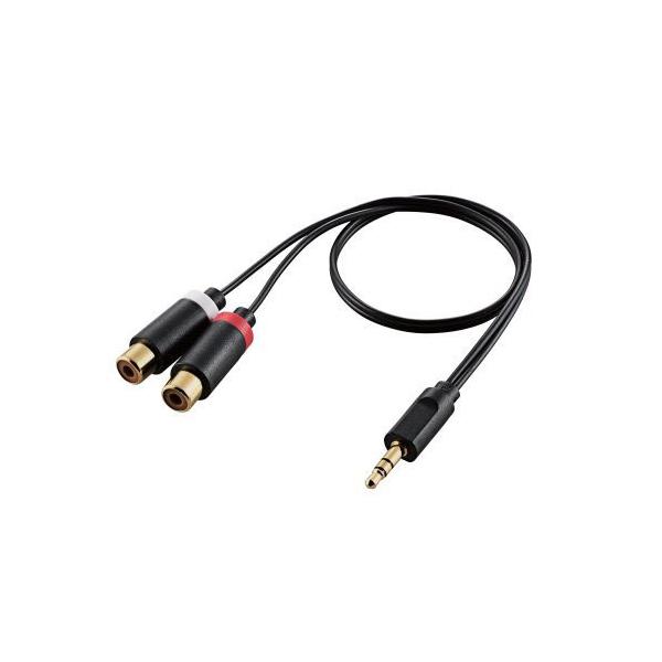 他サイト： エレコム ELECOM AVケーブル 3.5φ変換アダプタ 3.5φ-RCAピンジャック×2メス ブラック 0.3m DH-MWRFN03の商品画像