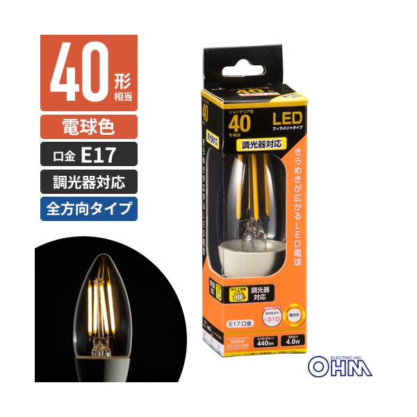 オーム LED電球 シャンデリア形 440lm (電球色相当) (調光器対応) OHM LDC4L-E17/ D C6 返品種別A