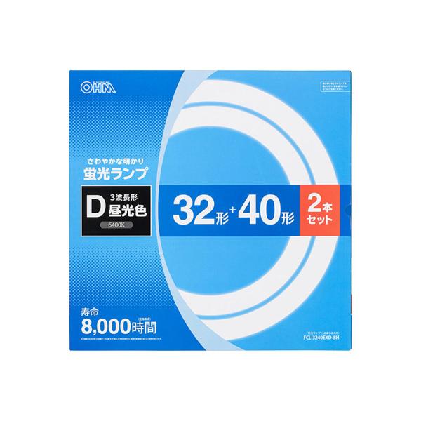 オーム電機 丸形蛍光ランプ 32形+40形 3波長形昼光色 2本セット FCL-3240EXD-8H :4971275645264:webby  shop - 通販 - Yahoo!ショッピング