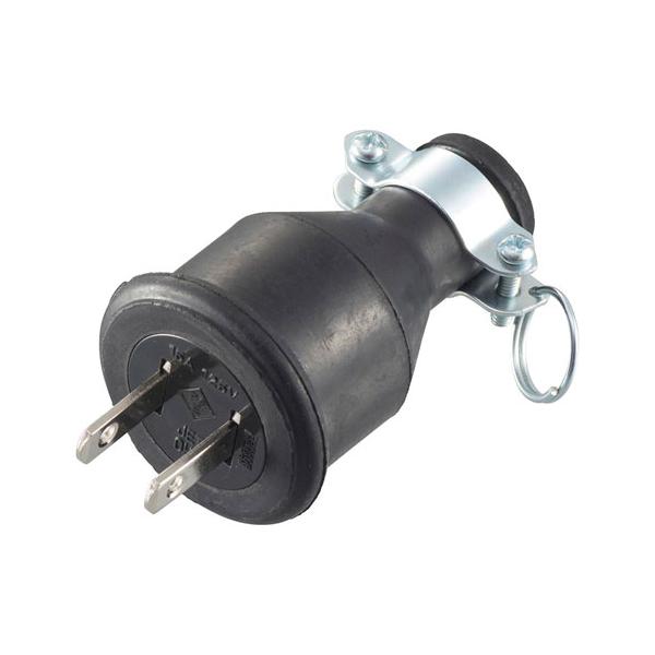 オーム電機 2P防水ゴムプラグ HS-H15GP-BS