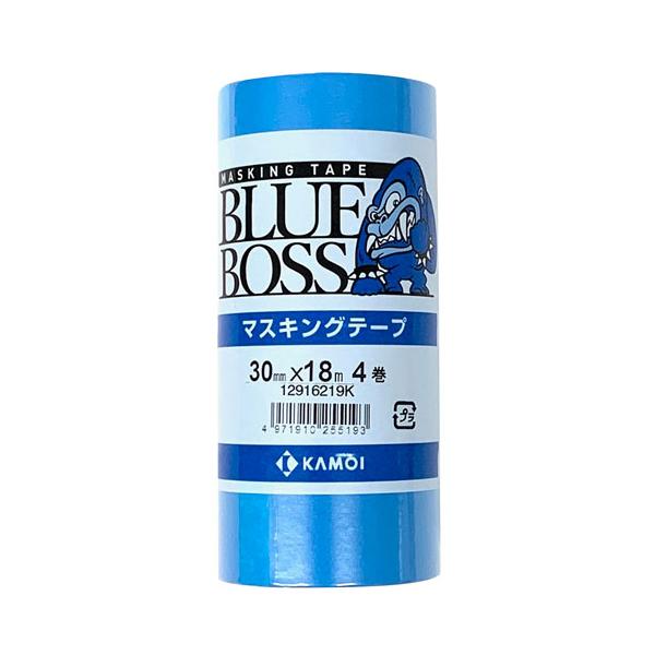 カモ井マスキングテープブルーボス18㎜6箱 カモ井加工紙 塗装用マスキングテープ BLUE BOSS 30mm×18m 4巻 : webby