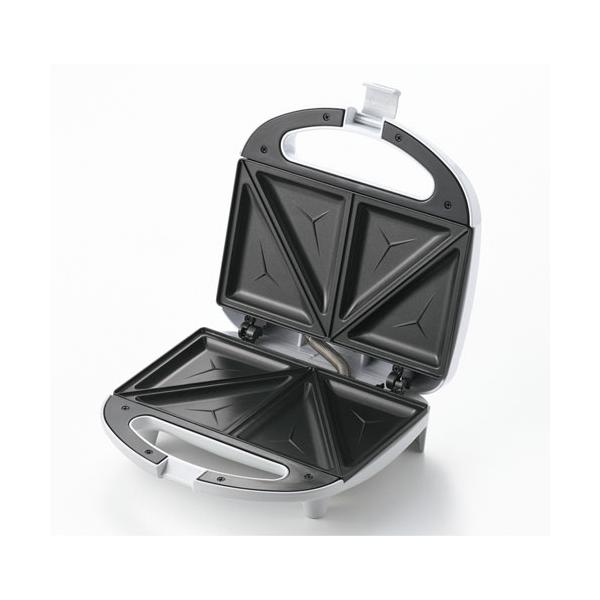 一度にホットサンドが2個焼ける！火を使わないので安全に調理できます。プレートはフッ素加工なので布巾などでサッと拭くだけの簡単お手入れです。■サイズ・重量約225×220×85mm(965g)■材質・その他本体：フェノール樹脂・フック：ABS...