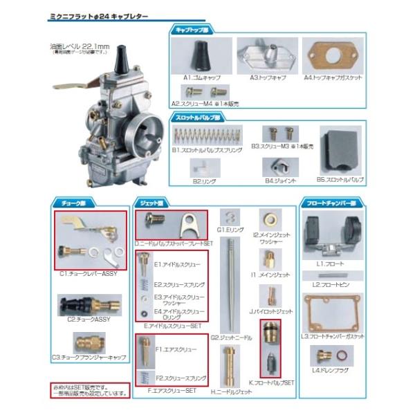 KITACO キタコ TM24(フラット)キャブレター用補修パーツ B1