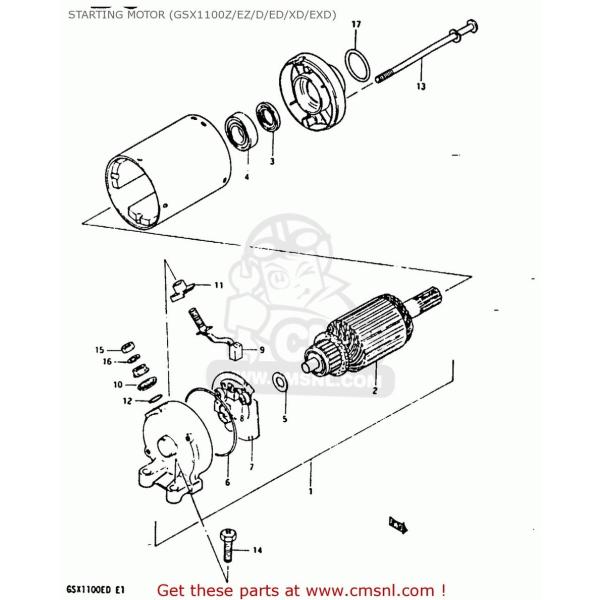 CMS �V�[�G���G�X (31100-49500-H17) MOTOR ASSEMBLY�CSTARTING GS1000 1982 (Z) USA (E03) GS1100E 1980 (T) 1981 (X) 1983 (D) GS1100ES GS1100LT GS1100S
