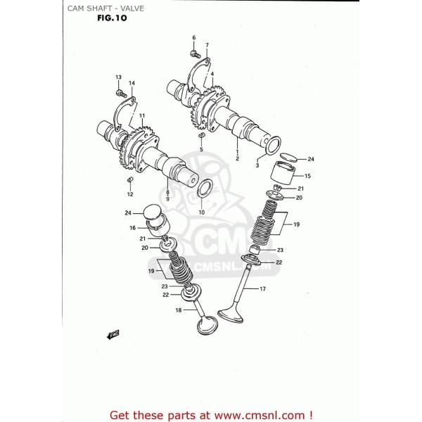 CMS V[GGX (12720-01810) CAMSHAFTCEXHAUST GS500E 1989 (K) USA (E03) 1990 (L) 1991 (M) 1992 (N) 1993 (P) 1994 (R) 1995 (S) 1996 (T) GW