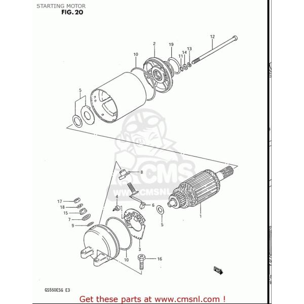 CMS V[GGX MOTOR ASSYCSTARTING GS550ES GS550ESE GS550EF GS550ESF GS550ESG 83-86 (D-G) USA (E03) SUZUKI XYL X^[^[[^[ dn