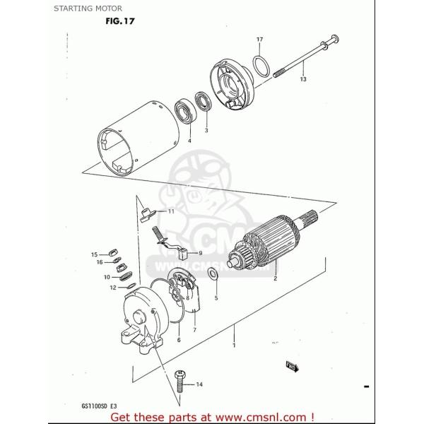 CMS V[GGX MOTOR ASSYCSTARTING GS1100S 1983 (D) USA (E03) SUZUKI XYL X^[^[[^[ dn