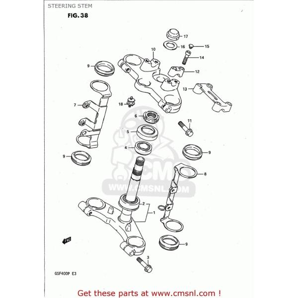 CMS �V�[�G���G�X STEM�CSTEERING GSF400 BANDIT 1991 (M) USA (E03) 1992 (N) CALIFORNIA (E03 E33) 1993 (P) SUZUKI �X�Y�L �n���h��