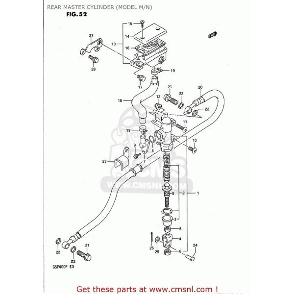 CMS V[GGX (69480-10D10) HOSECREAR BRAKE GSF400 BANDIT 1991 (M) USA (E03) 1992 (N) CALIFORNIA (E03 E33) 1993 (P) SUZUKI XYL u[L