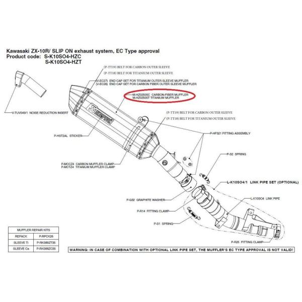 AKRAPOVIC AN|rb` yyAp[czM-HZ02505T titanium muffler ZX-10R KAWASAKI JTL CEėpTCT[ }t[