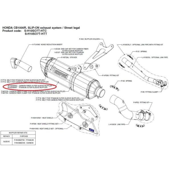 AKRAPOVIC AN|rb` yyAp[czM-HZ02805C carbon fiber outer sleeve muffler CB1000R HONDA z_ CEėpTCT[ }t[