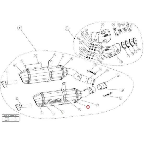 AKRAPOVIC AN|rb` yyAp[czM-HZ04202C/2 muffler r ca NINJA1000 Z1000SX KAWASAKI JTL CEėpTCT[ }t[