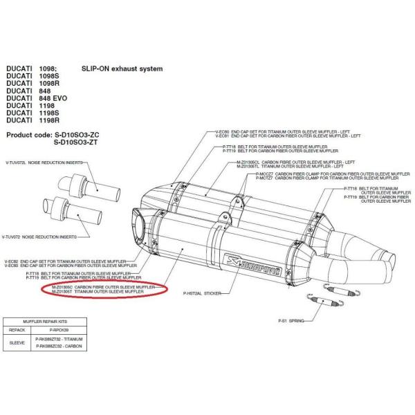 AKRAPOVIC AN|rb` yyAp[czM-Z01305C carbon fibre outer sleeve muffler 1098 1098R 1098S 1198 1198S 848 848EVO DUCATI hDJeB