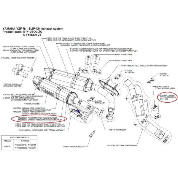 AKRAPOVIC AN|rb` yyAp[czM-Z03305C carbon fiber outer sleeve muffler YZF-R1 YAMAHA }n CEėpTCT[ }t[