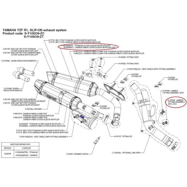 AKRAPOVIC AN|rb` yyAp[czM-Z03305CL carbon fiber outer sleeve muffler-left YZF-R1 YAMAHA }n CEėpTCT[ }t[
