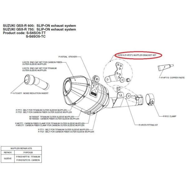 AKRAPOVIC AN|rb` yyAp[czP-HF271 107814 (p-hf271) muffler bracket set GSX-R600 GSX-R750 SUZUKI XYL }t[