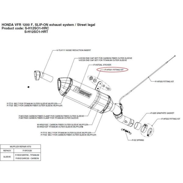 AKRAPOVIC AN|rb` yyAp[czP-HF501 fitting kit VFR1200F HONDA z_ ̑}t[IvVECi }t[