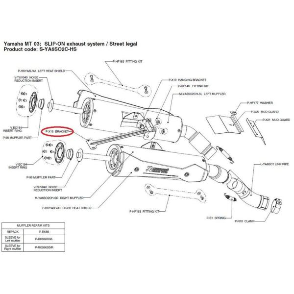 AKRAPOVIC AN|rb` yyAp[czP-X18 bracket MT-03 (660) YAMAHA }n }t[Xe[ }t[