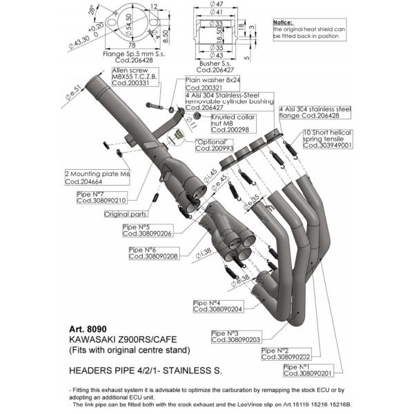 LeoVince Ir` HEADERS PIPES Z 900 RS CAFE KAWASAKI JTL GL][XgpCv }t[
