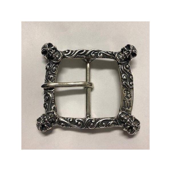 部品屋K&W 【Bill Wall Leather(ビルウォールレザー)】Square Wave With 4 Good Luck Skull Belt Buckle ベルトバックル その他アパレルグッズ アパレル