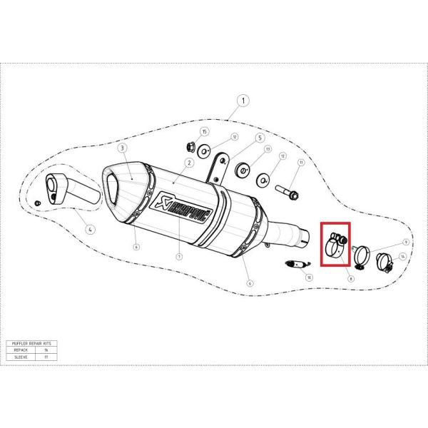 AKRAPOVIC AN|rb` yyAp[czP-R86 clamp SS NINJA250R NINJA300 Z250 Z300 KAWASAKI JTL }t[NvET{gNv }t[