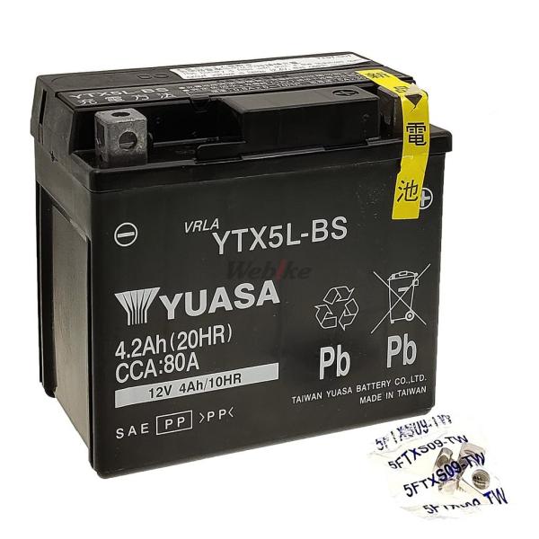 台湾ユアサ 台湾YUASA 液入充電済み 密閉型メンテナンスフリーバッテリー(MF) YTX5L-BS HONDA ホンダ SUZUKI スズキ YAMAHA ヤマハ 鉛系バッテリー