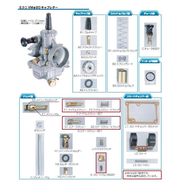 KITACO（キタコ） VM20キャブレター用補修パーツ E1.メインノズル(401