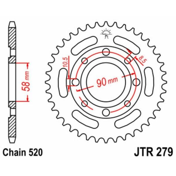 JT SPROCKETS JTスプロケット スチール製リアスプロケット スタンダード 279-520 CM250 Rebel France仕様 CMX250 C-T C-V、W、X HONDA ホンダ 駆動系