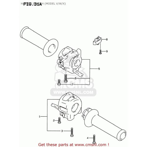 CMS �V�[�G���G�X (37400-26E31) SWITCH ASSEMBLY�CHANDLE�CLEFT GSF600S BANDIT 1996 (T) USA (E03) 1997 (V) 1998 (W) 1999 (X) SUZUKI �X�Y�L �n���h��